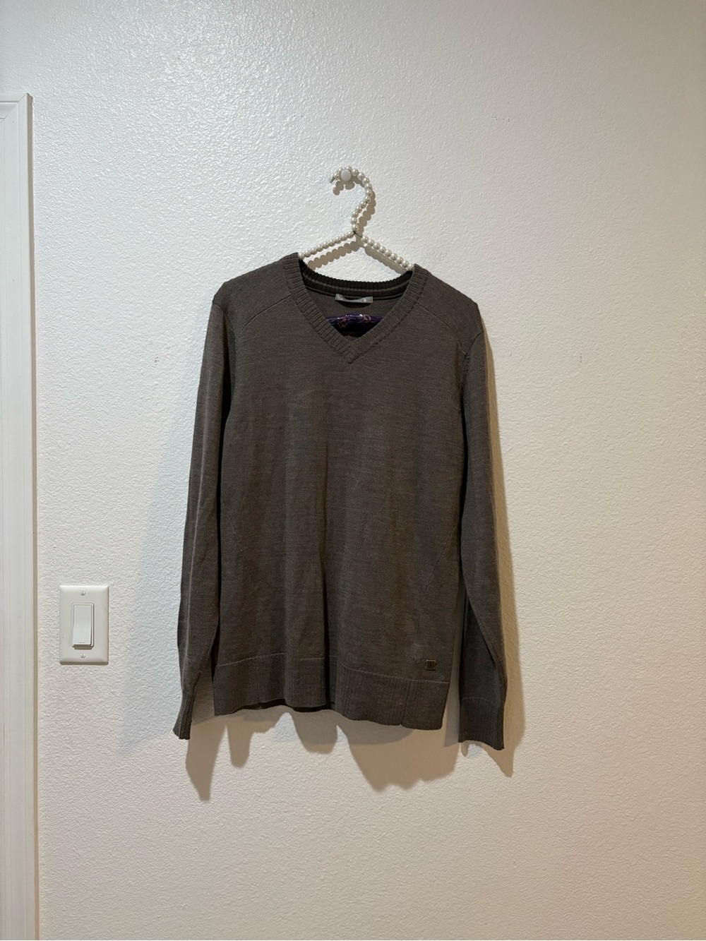 Smartwool M Men's V-Neck Sweater - brown marino wool